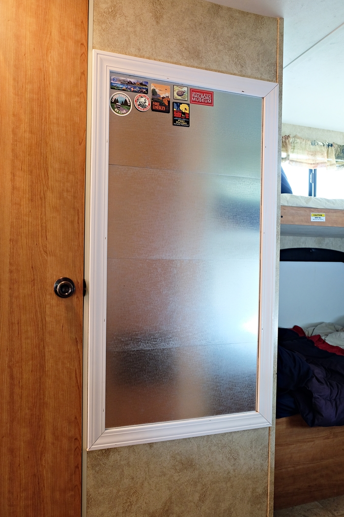 DIY magnet board for travel trailer