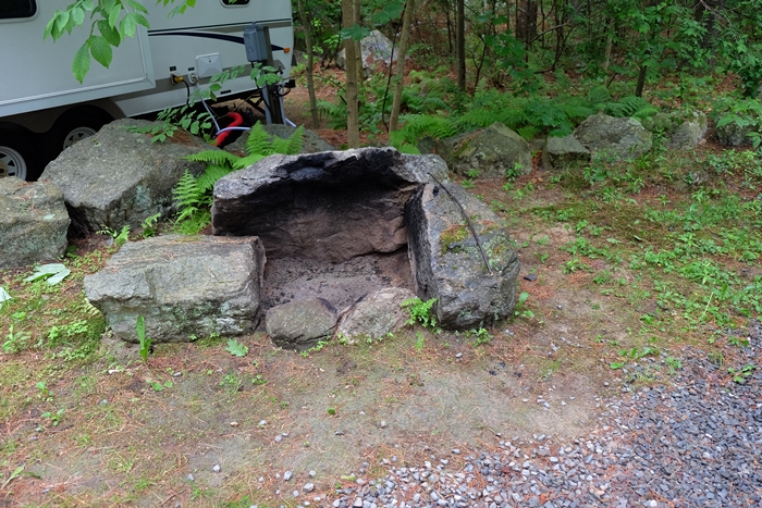 fire pit at Minuteman Campground, Littleton, MA