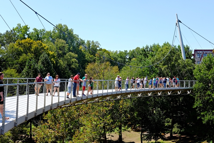 liberty bridge, falls park on the reedy, greenville, sc