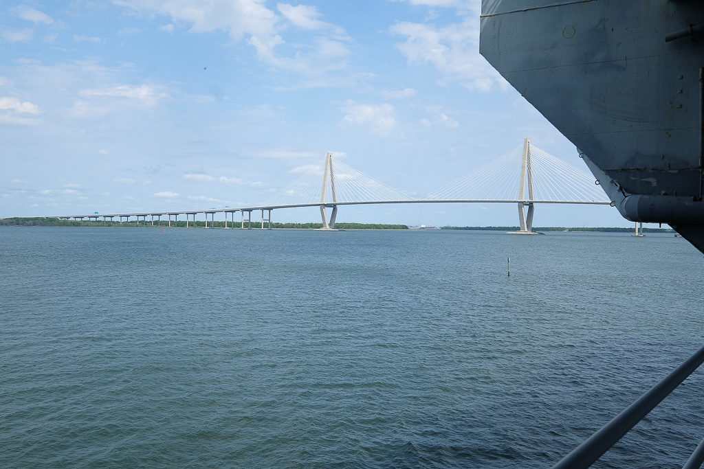 Ravenel Bridge from USS Yorktown in Charleston