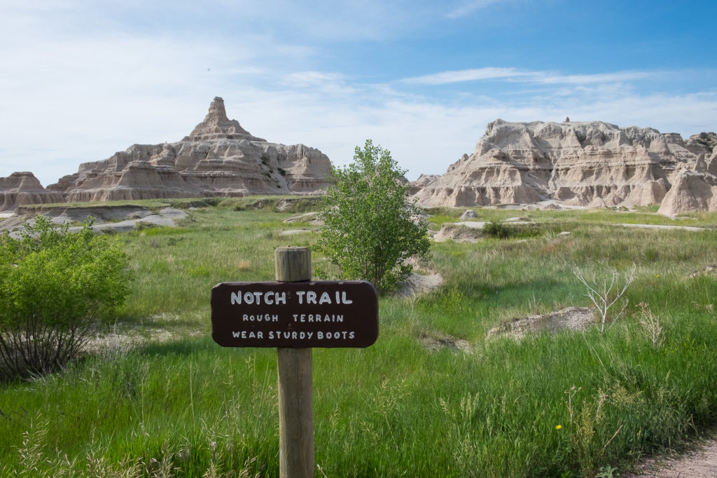 notch trail sign, badlands