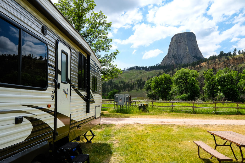 view from our site at Devils Tower KOA