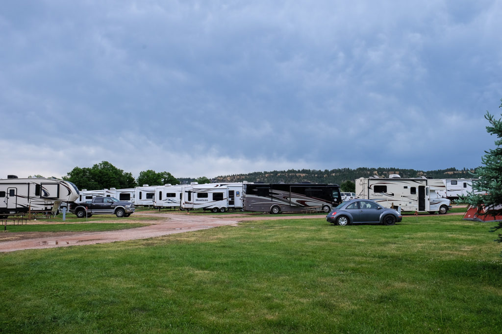 RV campsites at Devils Tower KOA campground in Wyoming