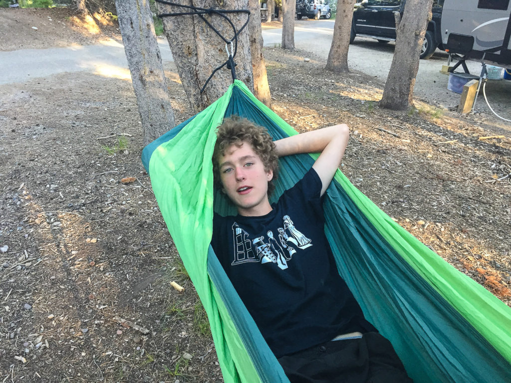 hanging a hammock at Colter Bay RV Park