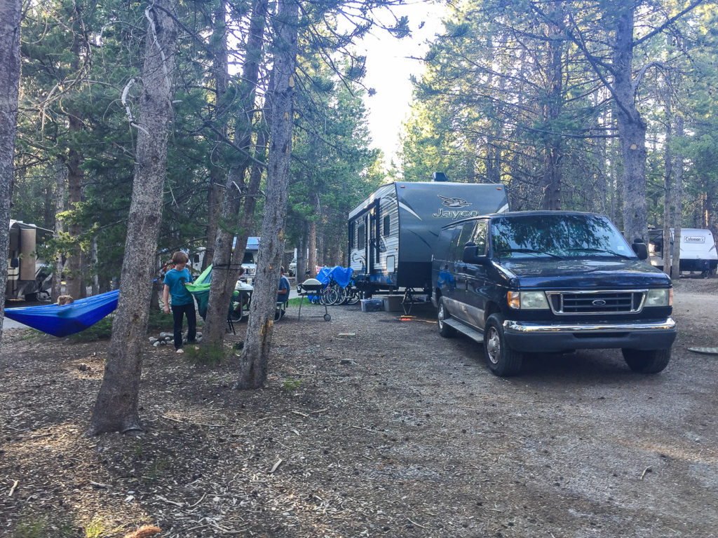 pull-through site at Colter Bay RV Park, Grand Teton National park