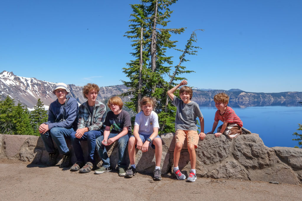 cousins in front of Crater Lake