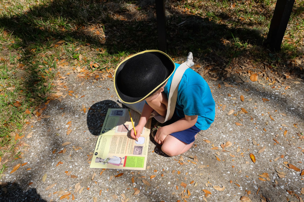 Abe completes Junior Ranger book at Fort Frederica