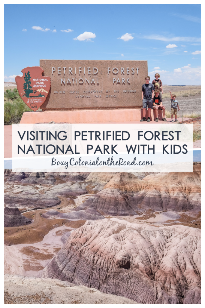 A quick visit to Petrified Forest National Park with kids. Giant Logs trail, Rainbow Forest Museum, Painted Desert Inn, etc. #familytravel #rvtravel #nationalparks #arizona
