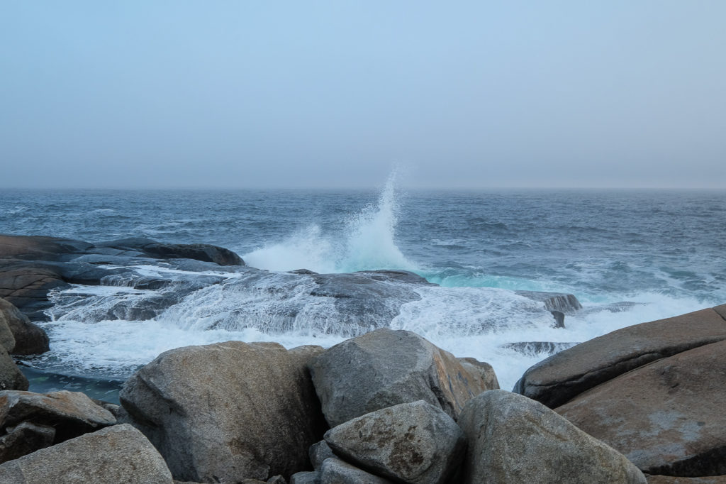 scary waves at Peggy's Cove