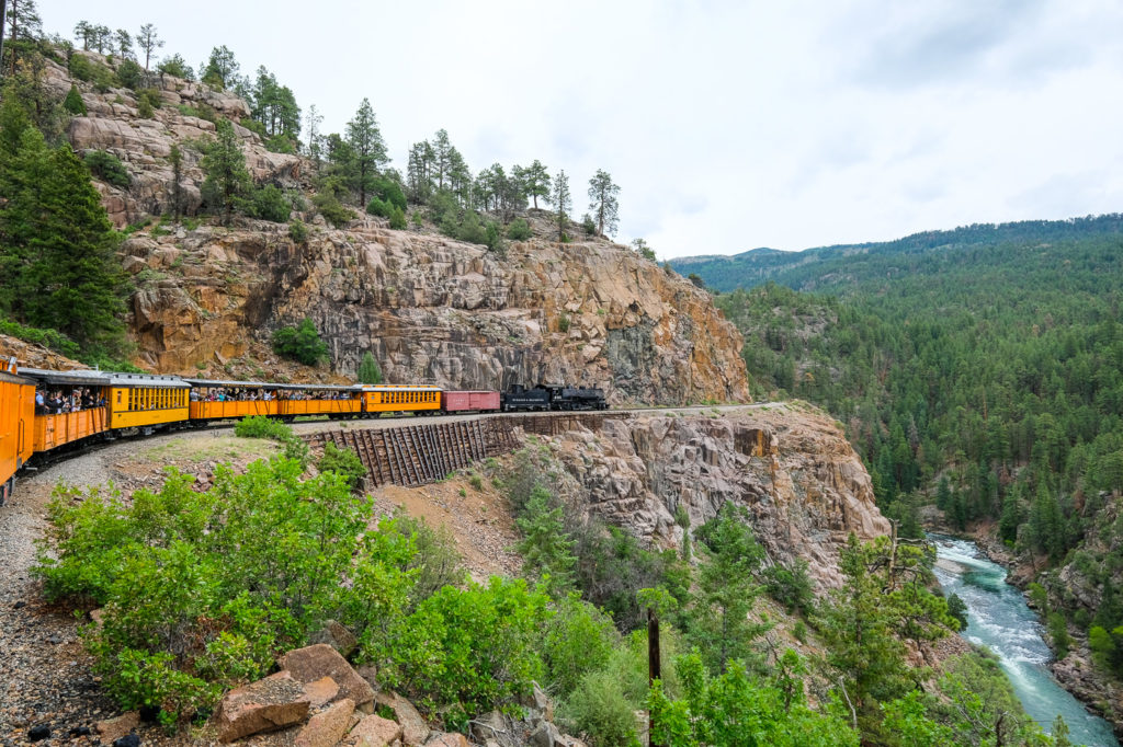 Durango train clinging to cliff