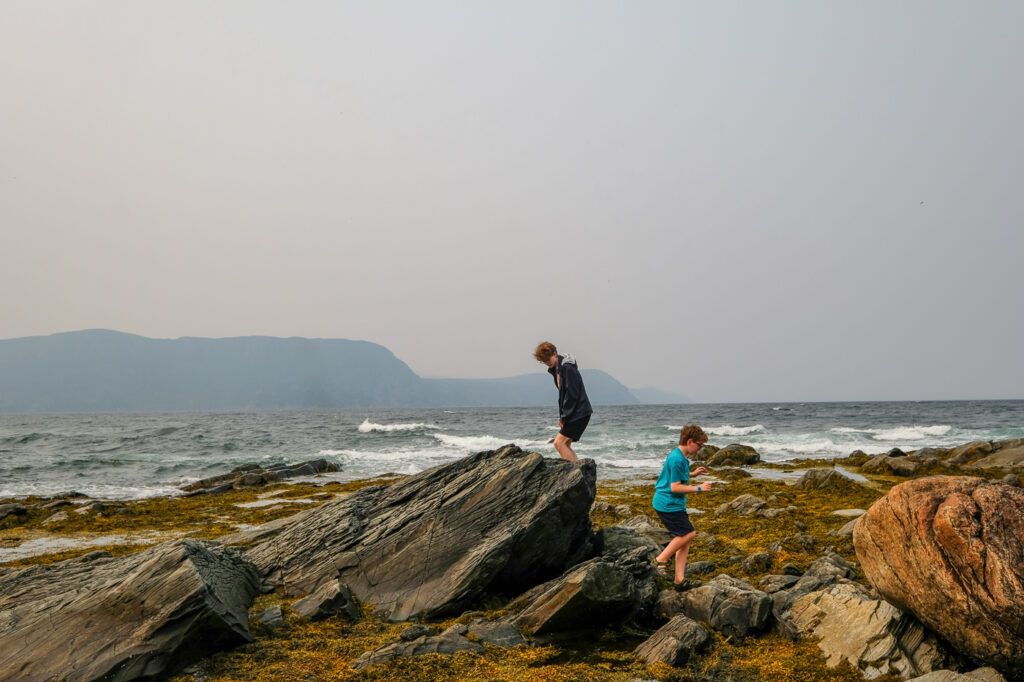 kids on the rocks at Lobster Cove