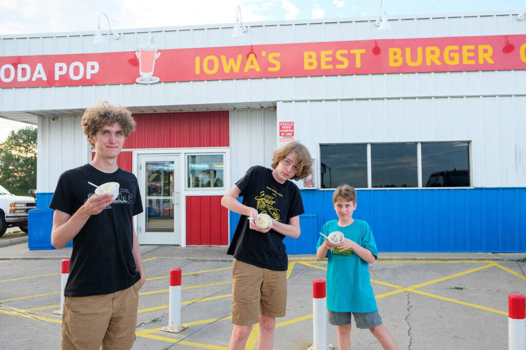 enjoying ice cream from Iowa's Best Burger